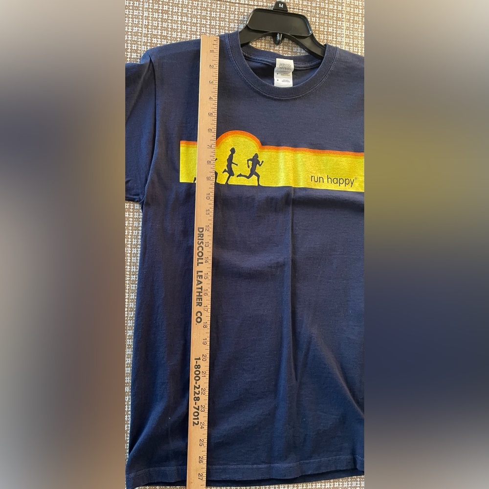 Brooks Run Happy Tshirt Jerzees Brand Navy Blue Men’s Medium GUC - Picture 7 of 7